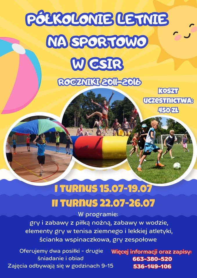 SPORTOWE WAKACJE Z CSIR