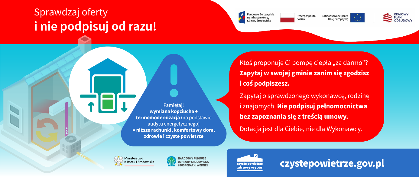 OSTRZEŻENIE DLA WNIOSKODAWCÓW I BENEFICJENTÓW  PROGRAMU „CZYSTE POWIETRZE”