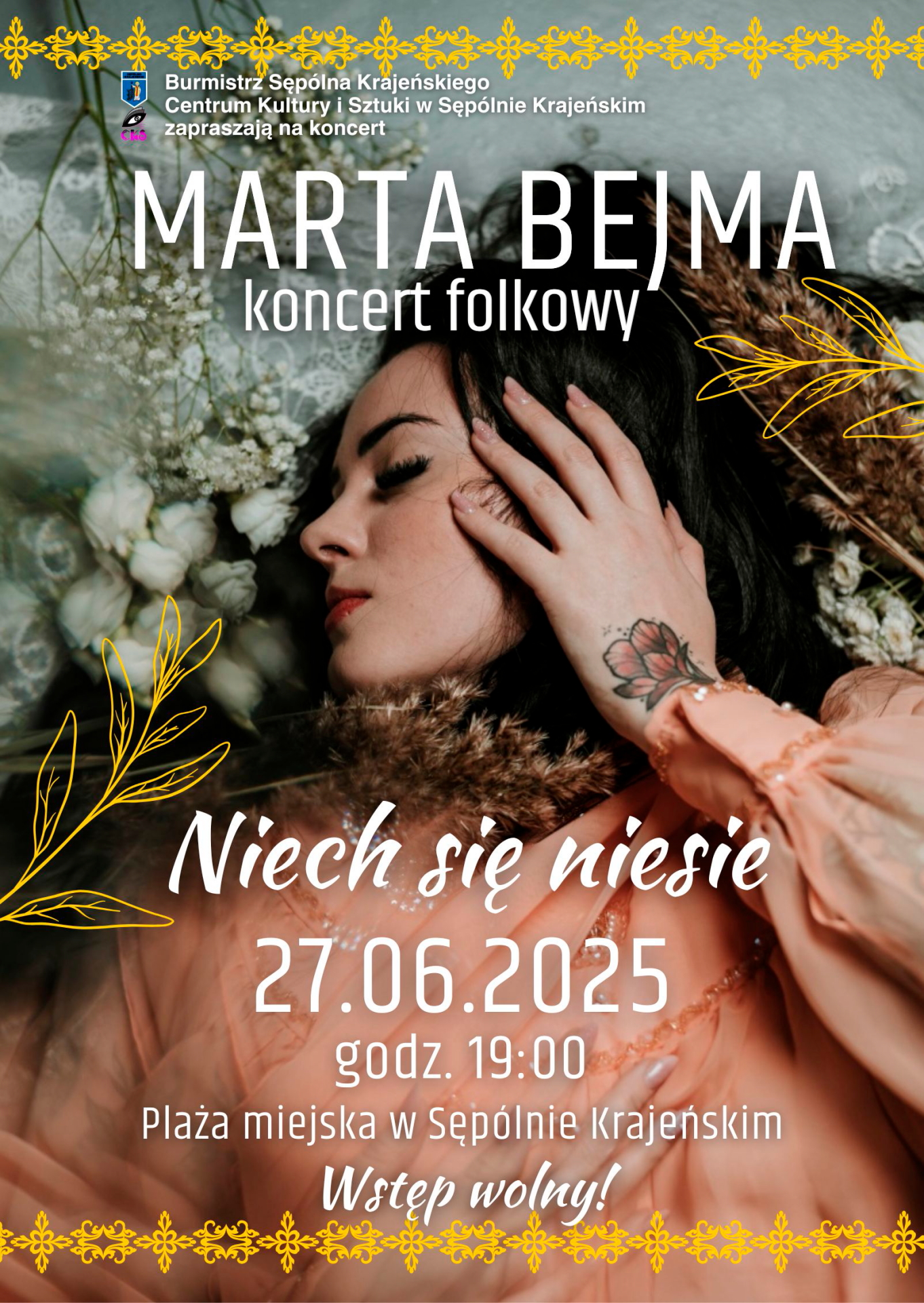 Koncert folkowy Marty Bejmy „Niech się niesie” w Sępólnie!
