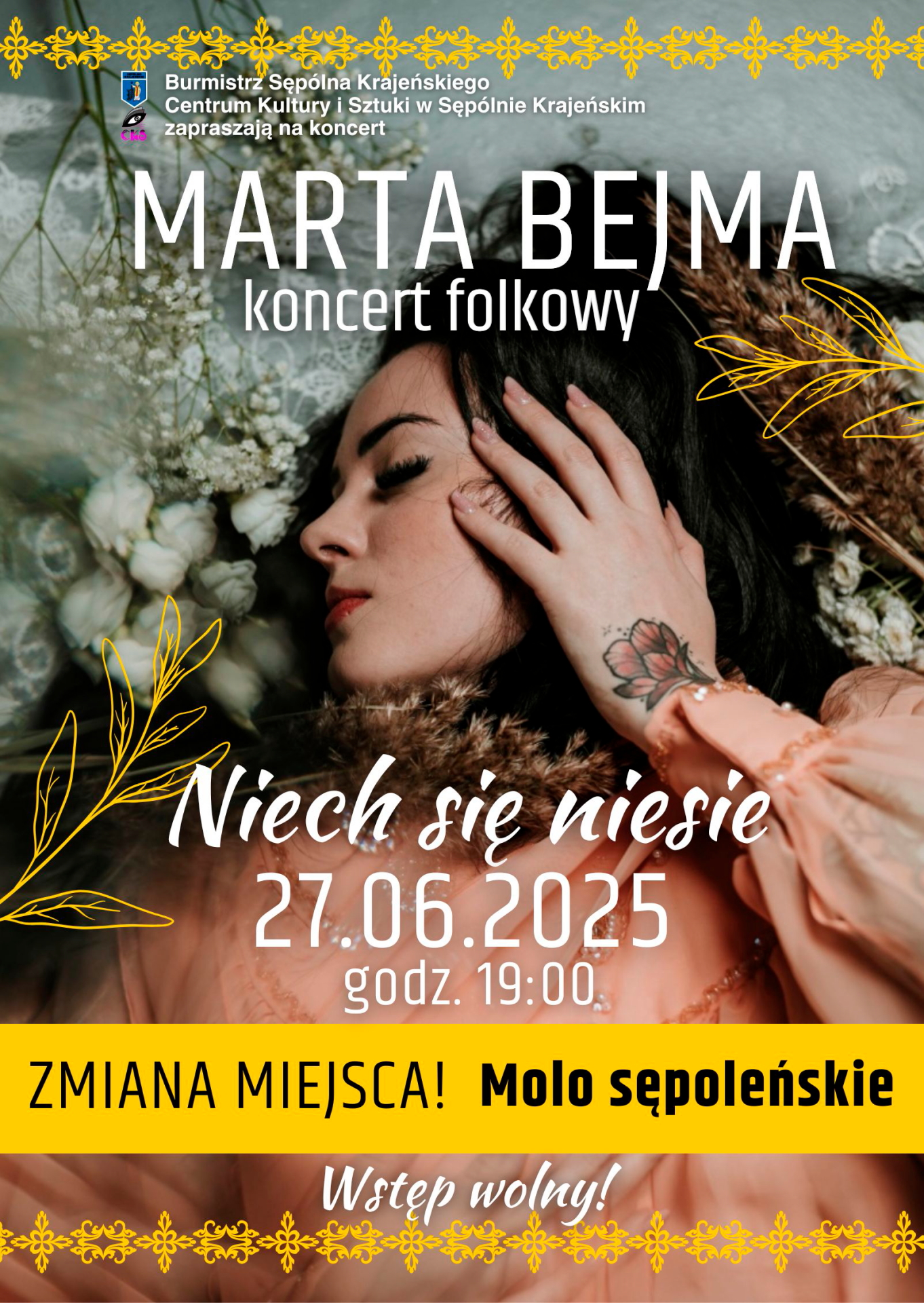 Koncert folkowy Marta Bejma „Niech się niesie” w Sępólnie!